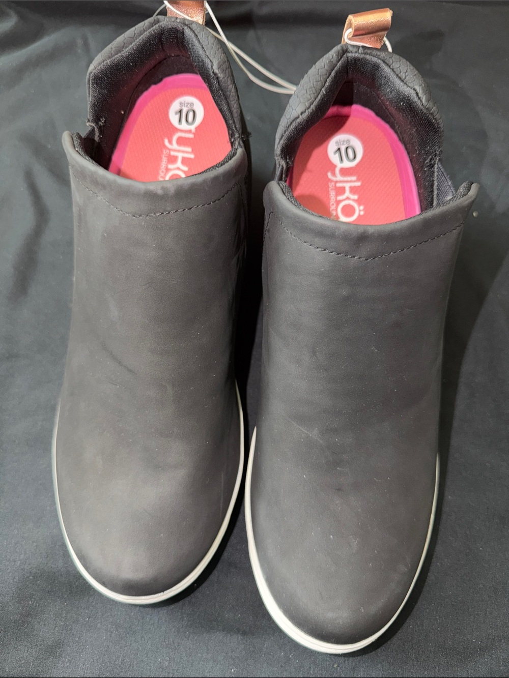 Ryka Black Slip-On Clog Sneakers with Pink Insole
